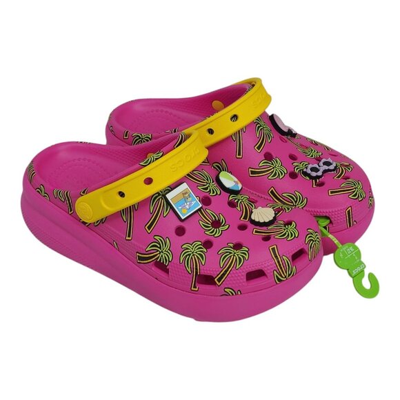 Crocs Classic Spring Jibbitz Clogs Kids Size J5 Pink Palm Trees 1.5" Platform - Picture 8 of 8